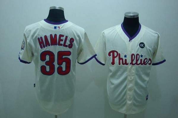Phillies #35 Colbert Hamels Stitched Cream Jersey - Zenithce