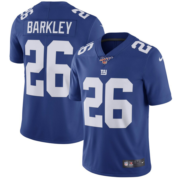 New York Giants 100th #26 Saquon Barkley Royal Draft Vapor Untouchable Limited Stitched Jersey - Zenithce