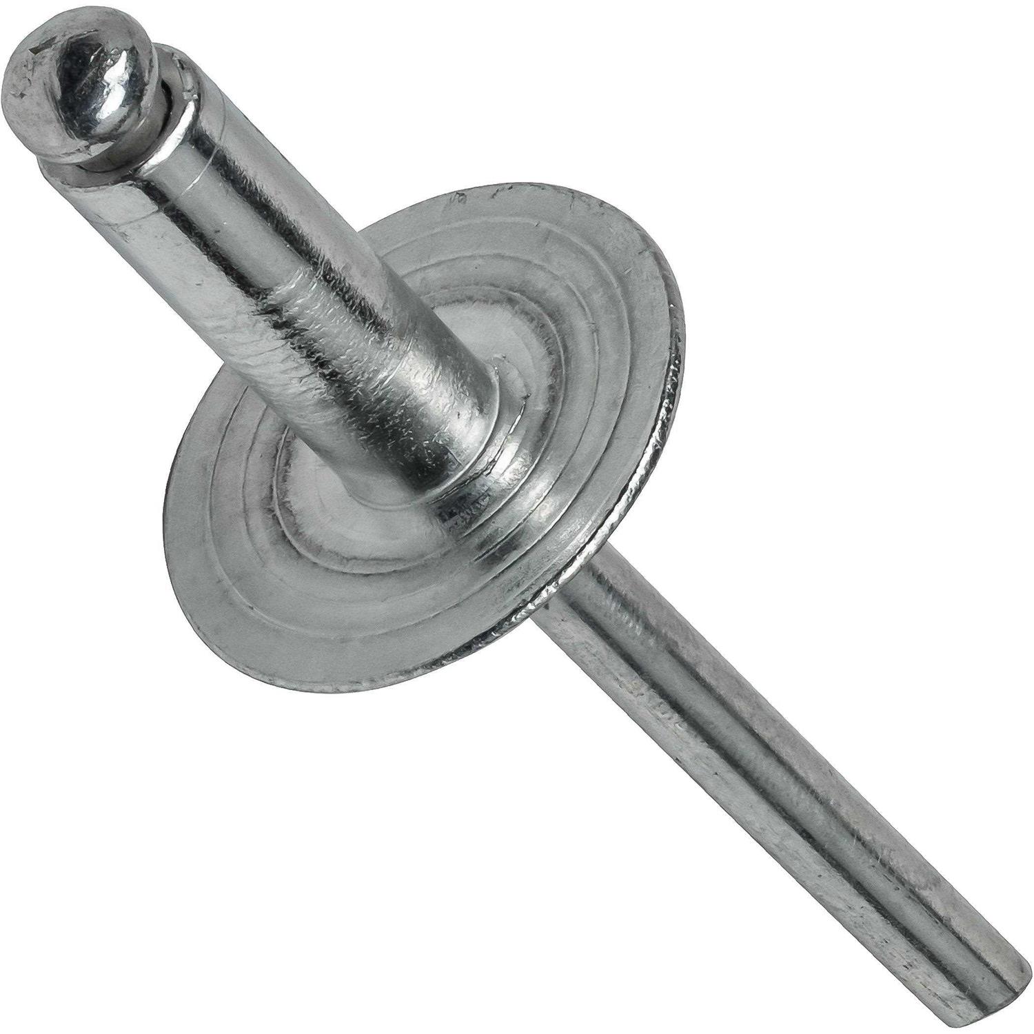 Fastenere.com Large Flange Pop Rivets 3/16 x 1 Aluminum Body Steel Mandrel Large Dome Head 6-16 Gap .876 - Zenithce