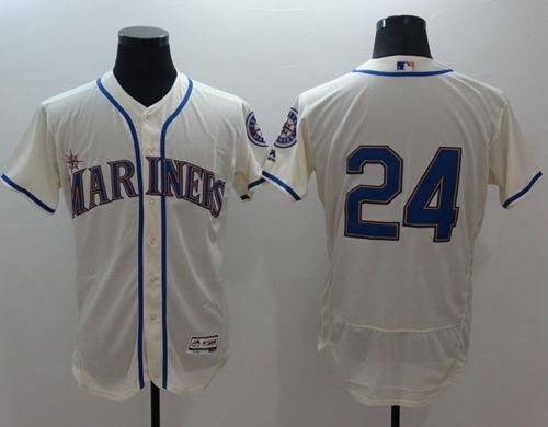 Mariners #24 Ken Griffey Cream Flexbase Authentic Collection Stitched Jersey - Zenithce