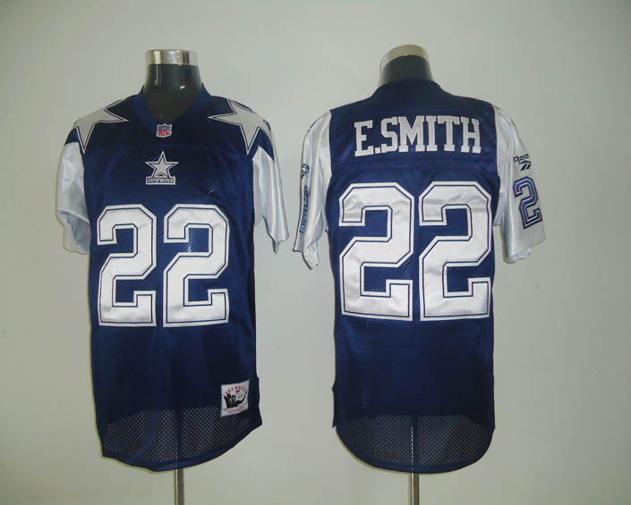 Mitchell Ness Cowboys #22 Emmitt Smith Blue White Stitched Throwback Jersey - Zenithce