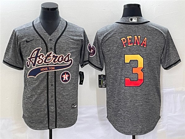 Houston Astros #3 Jeremy PeNa Gray With Patch Cool Base Stitched Jersey - Zenithce