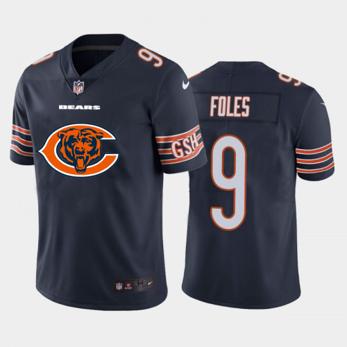 Chicago Bears #9 Nick Foles Navy 2020 Team Big Logo Limited Stitched Jersey - Zenithce