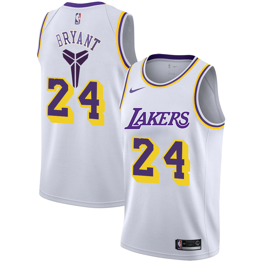 Los Angeles Lakers #24 Kobe Bryant White Swingman Black Mamba Logo Swingman Jeresy - Zenithce