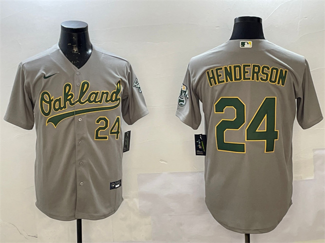 Oakland Athletics #24 Ricky Henderson Gray With Patch Stitched Jersey - Zenithce