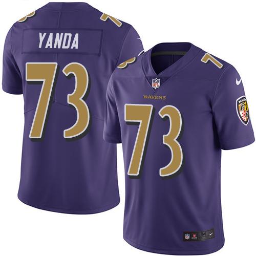 Ravens #73 Marshal Yanda Purple Stitched Limited Rush Nike Jersey - Zenithce