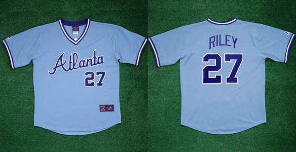 Atlanta Braves #27 Austin Riley 1982 Light Blue Cool Base Stitched Baseball Jersey - Zenithce
