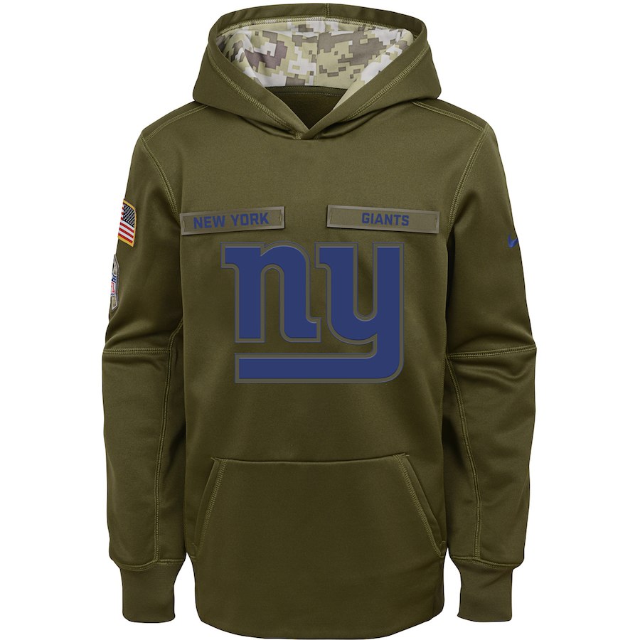 Youth New York Giants Olive Salute To Service Pullover Performance NFL Hoodie - Zenithce
