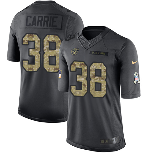 Raiders #38 T.J. Carrie Black Stitched Limited 2016 Salute To Service Nike Jersey - Zenithce