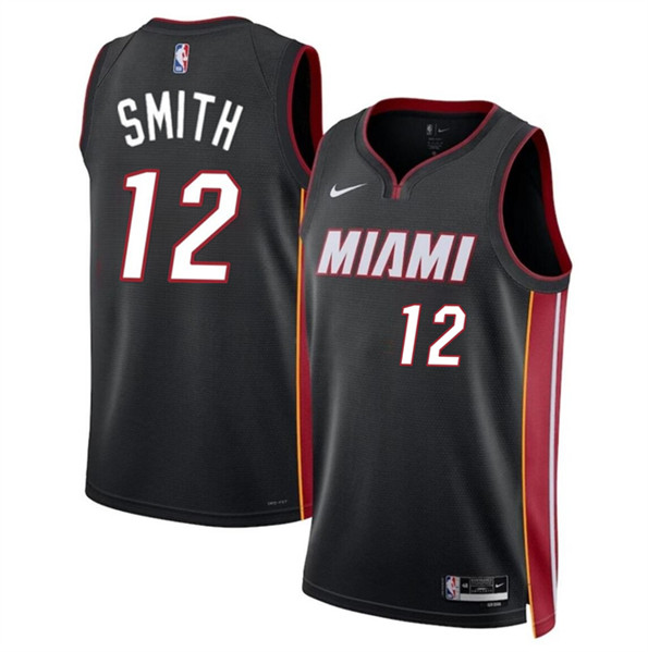Miami Heat #12 Dru Smith Black 2024 Icon Edition Stitched Jersey - Zenithce