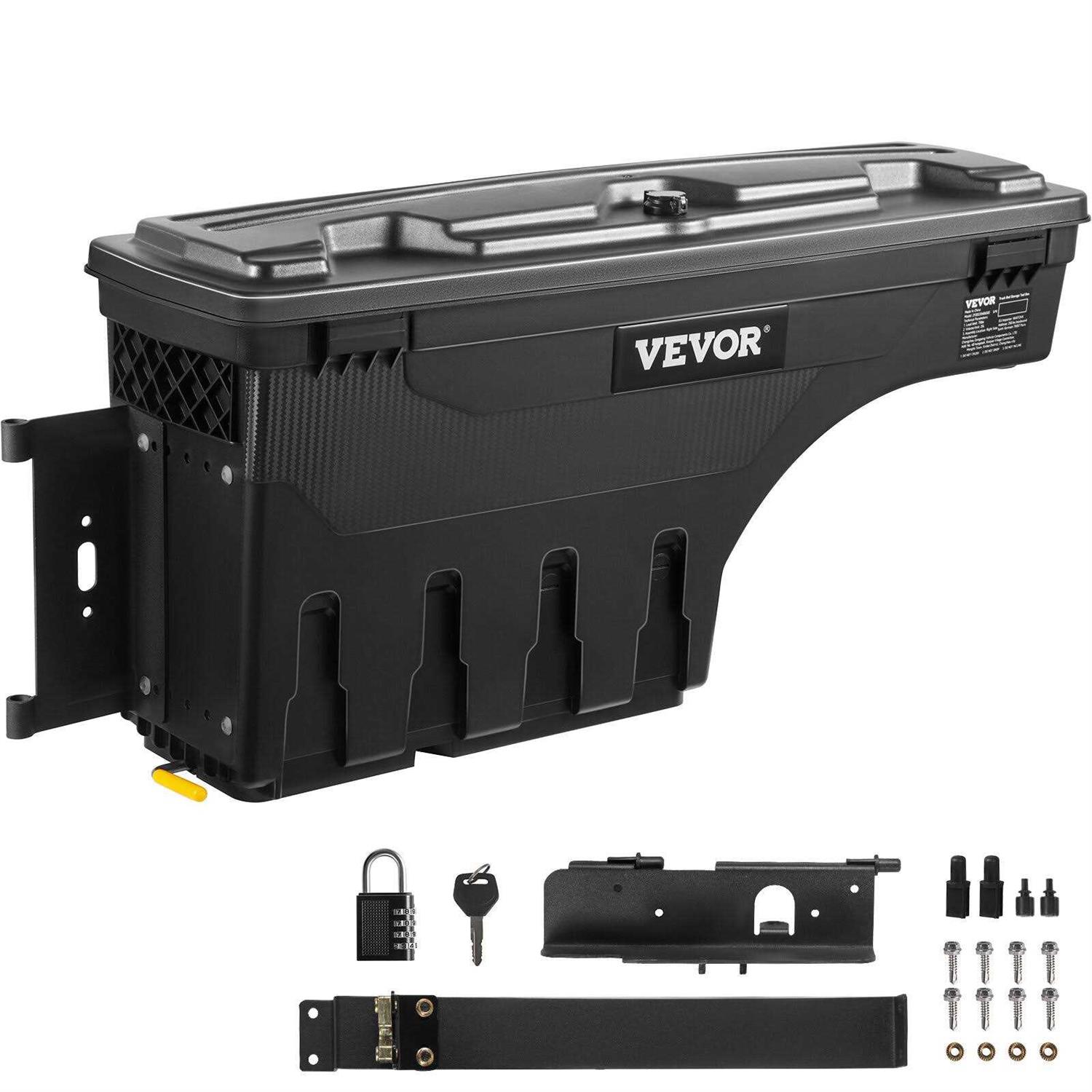 VEVOR Truck Bed Storage Box Lockable Lid Waterproof ABS Wheel Well Tool Box 6.6 Gal/20 L - Zenithce