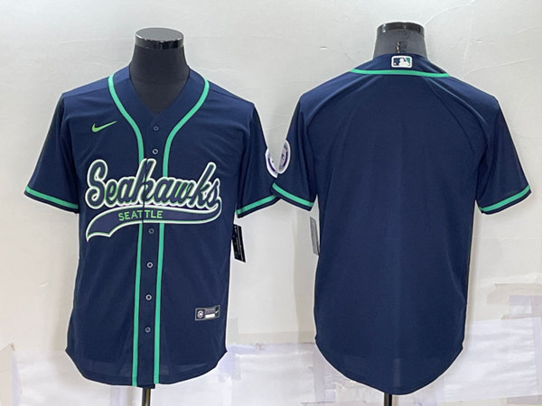 Seattle Seahawks Blank Navy Cool Base Stitched Baseball Jersey - Zenithce