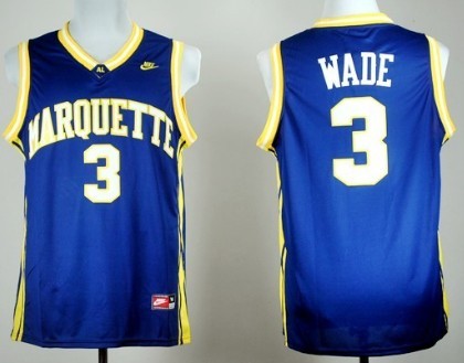 Marquette Golden Eagles #3 Dwyane Wade Navy Blue Jersey - Zenithce