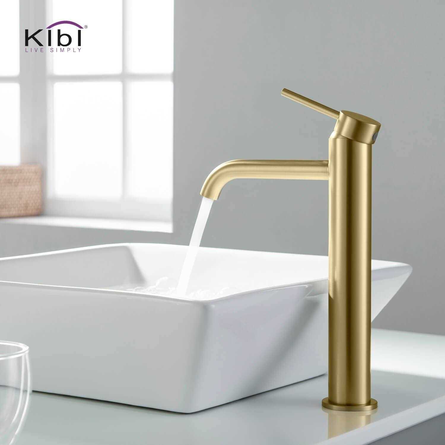 KIBI Circular Single Handle Solid Brass Bathroom Vessel Sink Faucet - Zenithce