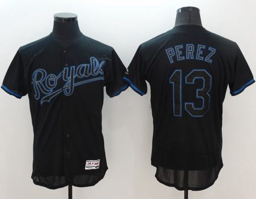 Royals #13 Salvador Perez Black Fashion Flexbase Authentic Collection Stitched Jersey - Zenithce