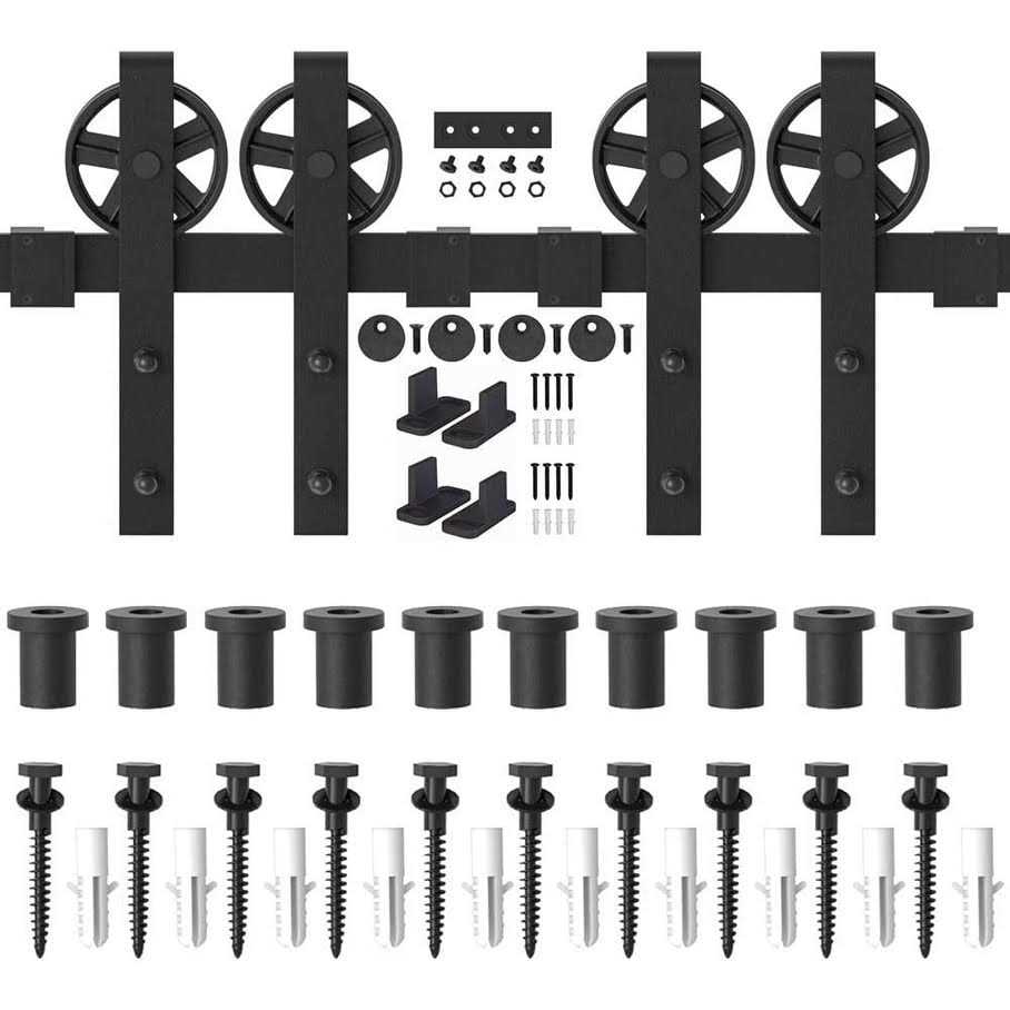 Sliding Standard Double Barn Door Hardware Kit Lazio Track Length - Zenithce