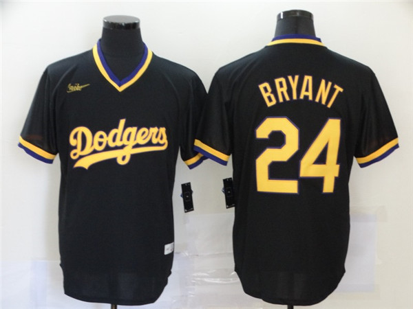 Los Angeles Dodgers #24 Kobe Bryant Black KB Patch Cool Base Stitched Jersey - Zenithce