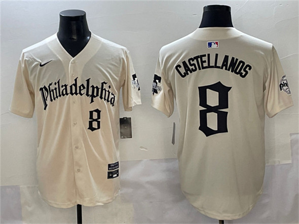 Philadelphia Phillies #8 Nick Castellanos Cream Gothic Vapor Limited Stitched Jersey - Zenithce