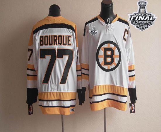 CCM Throwback Bruins Stanley Cup Finals Patch #77 Ray Bourque White Stitched Jersey - Zenithce