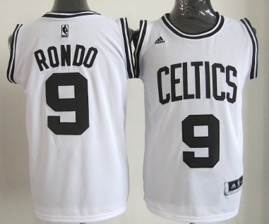 Boston Celtics #9 Rajon Rondo White With Black Authentic Jersey - Zenithce