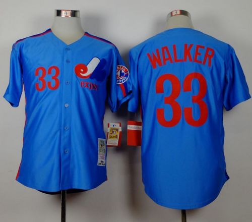 Mitchell And Ness Expos #33 Larry Walker Blue Stitched Throwback Jersey - Zenithce