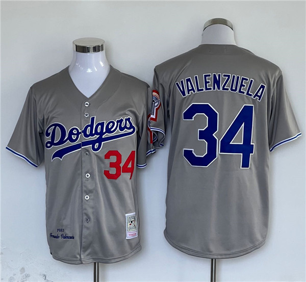 Los Angeles Dodgers #34 Fernando Valenzuela Gray Cool Base Stitched Jersey - Zenithce