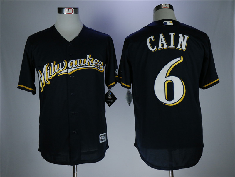 Milwaukee Brewers #6 Lorenzo Cain Navy Coolbase Stitched Jersey - Zenithce