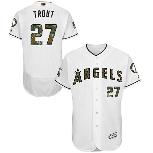 Angels Of Anaheim #27 Mike Trout White Flexbase Authentic Collection 2016 Memorial Day Stitched Jersey - Zenithce