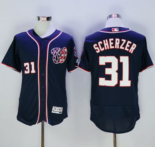 Nationals #31 Max Scherzer Navy Blue Flexbase Authentic Collection Stitched Jersey - Zenithce