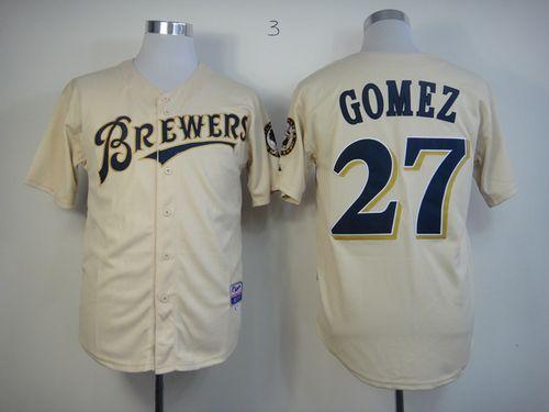 Brewers #27 Carlos Gomez Cream YOUniform Cool Base Stitched Jersey - Zenithce