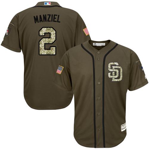 Padres #2 Johnny Manziel Green Salute To Service Stitched Jersey - Zenithce