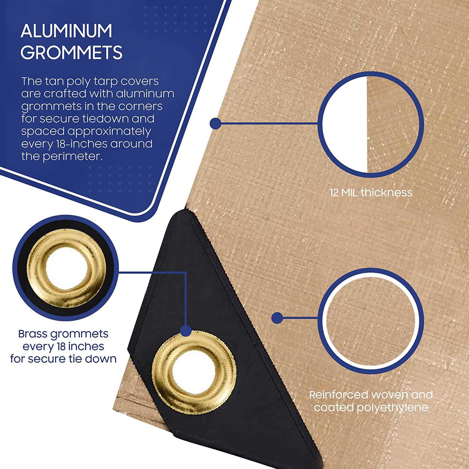 Tarps Now Waterproof Poly Tarps 12 Mil Tarp Cover with Grommets - Zenithce