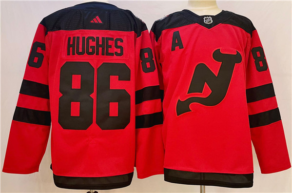 New Jersey Devils #86 Jack Hughes Red Stadium Series Stitched Jersey - Zenithce