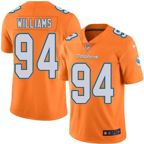 Dolphins #94 Mario Williams Orange Stitched Limited Rush Nike Jersey - Zenithce