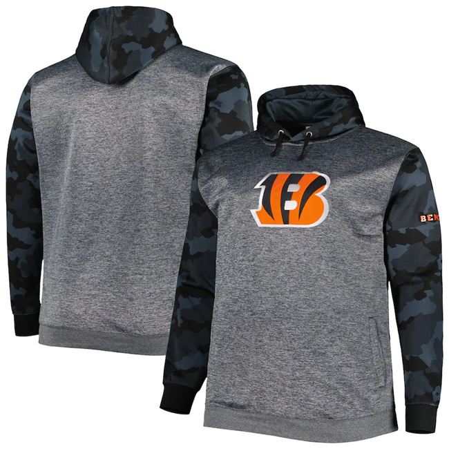 Cincinnati Bengals Heather Charcoal Big Tall Camo Pullover Hoodie - Zenithce