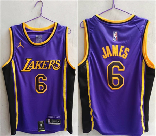 Los Angeles Lakers #6 LeBron James Purple Stitched Jersey - Zenithce
