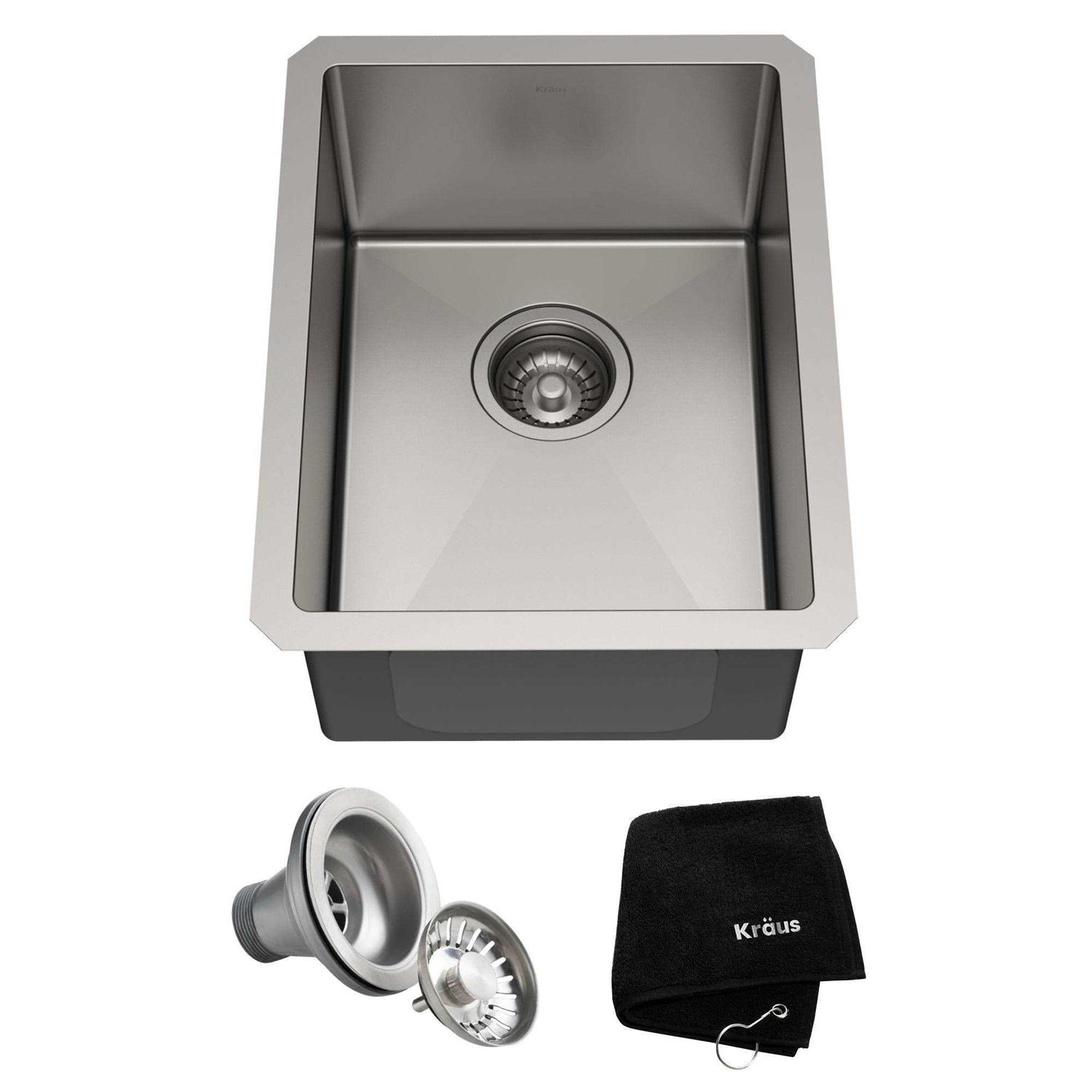 Kraus Standart PRO 10 Undermount 16 Gauge Stainless Steel Single Bowl Bar Prep Kitchen Sink KHU101-10 - Zenithce