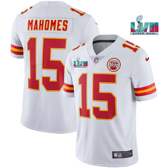 Kansas City Chiefs #15 Patrick Mahomes White Super Bowl LVII Patch Vapor Untouchable Limited Stitched Jersey - Zenithce