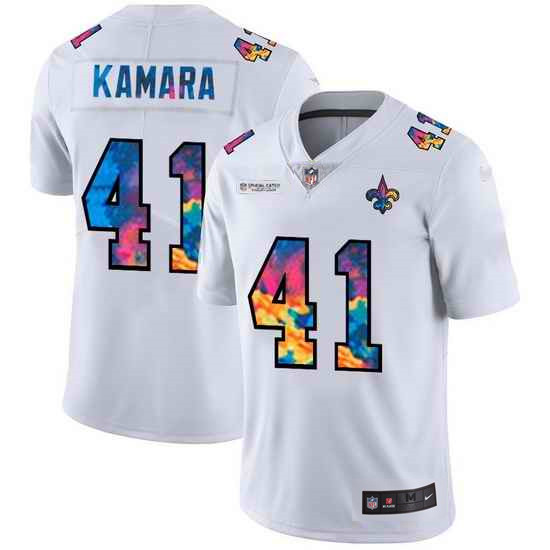 New Orleans Saints Saints #41 Alvin Kamara White Crucial Catch Limited Stitched Jersey - Zenithce