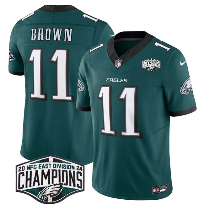 Philadelphia Eagles #11 A.J. Brown Green 2024 New NFC East Champions F.U.S.E. Vapor Untouchable Limited Stitched Jersey - Zenithce
