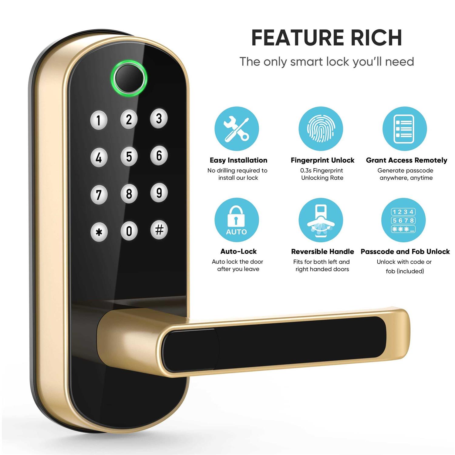 Sifely Keyless Entry Door Lock Keypad Door Lock - Zenithce