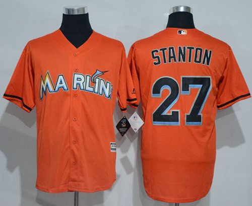 Marlins #27 Giancarlo Stanton Orange New Cool Base Stitched Jersey - Zenithce
