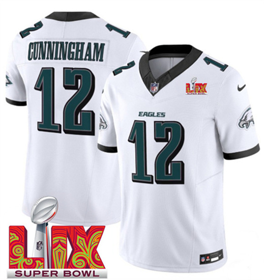 Philadelphia Eagles #12 Randall Cunningham White 2025 Super Bowl LIX Patch Vapor Untouchable Limited Stitched Jersey - Zenithce