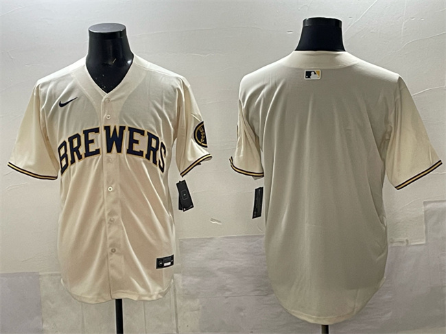 Milwaukee Brewers Blank Cream Home Limited Stitched Jersey - Zenithce