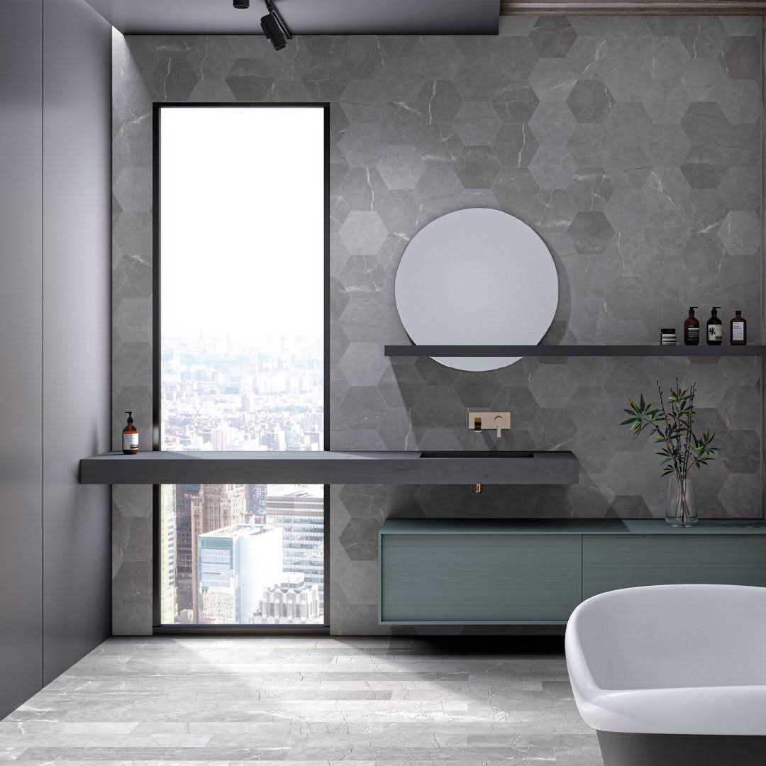 MOLOVO Elegance Gold Hexagon 7.7 in. x 8.9 in. Matte Porcelain Marble look Floor and Wall Tile - Zenithce