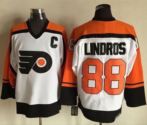 Flyers #88 Eric Lindros White Black CCM Throwback Stitched Jersey - Zenithce