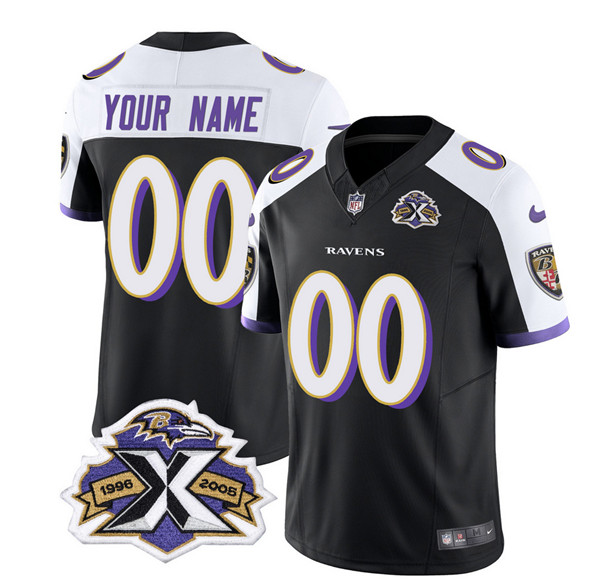 Baltimore Ravens Custom Black White 2023 F.U.S.E With Patch Throwback Vapor Limited Stitched Jersey - Zenithce