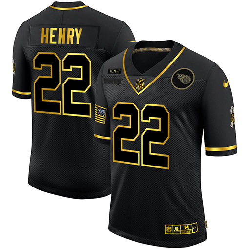 Tennessee Titans #22 Derrick Henry Black Gold Salute To Service Limited Stitched Jersey - Zenithce