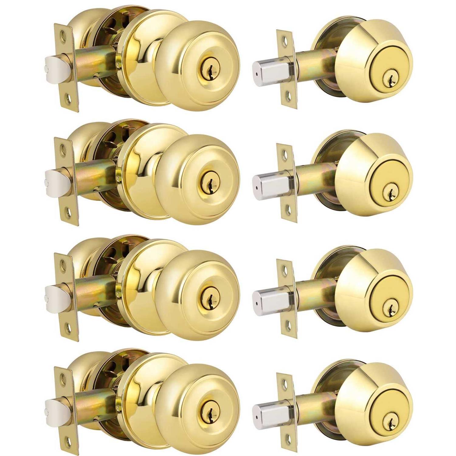Keyed Alike Entry Door Knob and Single Cylinder Deadbolt Lock Combo Set, Front Door Entry Knobs Lockset and Deadbolt Combination Set - Zenithce