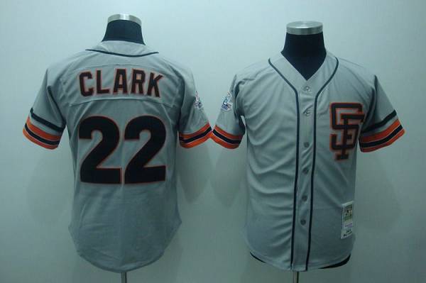 Mitchell And Ness Giants #22 Will Clark Stitched Grey Throwback Jersey - Zenithce